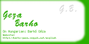geza barho business card